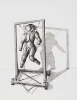 Man + Animal N03, Study of Maquette by David Brown, pen on paper, offered Dec 2024