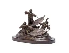 Robert (Bobby) Lawrence, Rorke's Drift, bronze with a brown patina, on a wooden base
