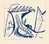 Behind the Rock-Shelter, from the Fragments of Africa portfolio by Walter Battiss, woodcut print on paper, sold Dec 2024