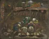 Sipho Ndebele, Gamblers, pastel on paper laid down on board