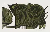 Cecil Skotnes, He Waters the Tropical Glasshouse, from The White Monday Disaster portfolio, woodcut print on paper