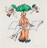 Beezy Bailey, Coming and Going, hand-coloured etching on paper