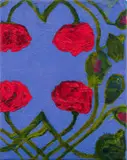 Bronwen Findlay, Poppies, collage and oil on canvas