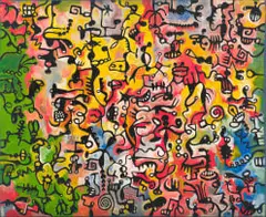 Untitled (Colour Field with Abstract Symbols) by Walter Meyer, oil on canvas, offered Nov 2024