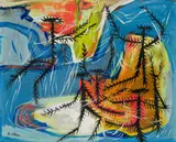Abstract Figures by Walter Battiss, oil on canvas, offered Nov 2024