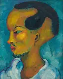 Alexis Preller, Profile Portrait, Congo, oil on canvas laid down on board