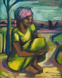 Alexis Preller, Seated Woman, oil on canvas