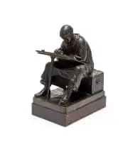 Anton van Wouw, The Art Student (Gordon Leith), accompanied by a portfolio of original architectural and figure study drawings by Gordon Leith, bronze with a brown patina, on a wooden base