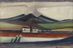 Karoo Scene by Pranas Domšaitis, oil on board, offered Nov 2024