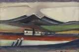 Pranas Domšaitis, Karoo Scene, oil on board