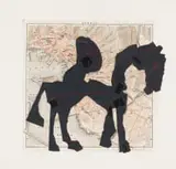 William Kentridge, The Nose on Horseback, 2009, conté, pencil and collage on found map