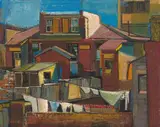 Sidney Goldblatt, Spanish Town, oil on board