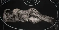 William Kentridge, Sleeper and Ubu, printed soft-ground etching, aquatint and drypoint, from two copper plates, and power-tool engraved polycarbon sheet for the Ubu white lines, on Velin d’Arches Blanc 300 gsm paper