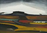 Pranas Domšaitis, Karoo in Brown and Red, oil on board