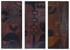 Hannes Harrs, Abstract Panels, Tryptich, carved wood