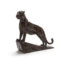 Dylan Lewis, Leopard Standing on a Sloped Base, Maquette (S123), bronze with a brown patina