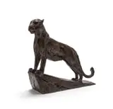 Dylan Lewis, Leopard Standing on a Sloped Base, Maquette (S123), bronze with a brown patina