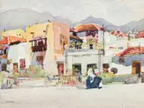 Walter Battiss, Spanish Street Scene, watercolour on paper