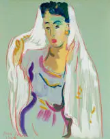 Irma Stern, Woman with Veil, gouache and pastel on paper
