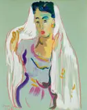 Irma Stern, Woman with Veil, gouache and pastel on paper