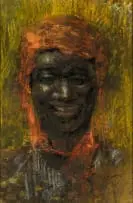 Portrait of a Man in Orange Headdress by Pieter Wenning, colour pastel on paper, sold Nov 2024