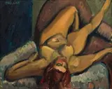 Alexis Preller, Reclining Nude, oil on canvas laid down on board