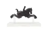 Deborah Bell, Horse and Rider, bronze with a dark brown patina on an acrylic base