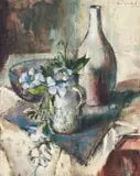 Irmin Henkel, Still Life with Philadelphus and Vessels, oil on canvas