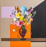 Frans Smit, After Daniël Seghers. Flowers in a Vase., oil and spraypaint on linen
