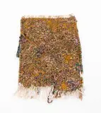 Samukelisiwe Majola, Thread of Hope I, 2024, gold chain, nylon rope and wool, framed in a Perspex box