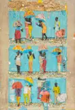 Thonton Kabeya, Tablet Series IX, walnut powder, chalk paint and newspaper ink transferred on sculpting canvas