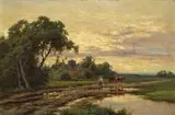 Henry H. Parker, The Setting Sun, Sonning, Berkshire, oil on canvas