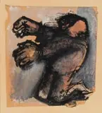 Mario Sironi, Kneeling Figure with Arms Outstretched, mixed media on paper