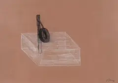 (Untitled) Tyre Suspended from a Pole by Kcho, chalk on paper, offered Oct 2024
