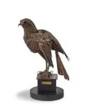 Walenty Pytel, Hawk, reclaimed metal, on a black metal base