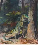 Zdeněk Burian, Saltoposuchus (Reptile), oil on paper