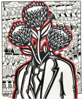 Blcktagg, Head of State, mixed media on paper