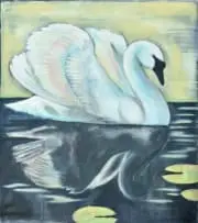 Heike Allerton-Davies, The Swan, ink and acrylic on canvas