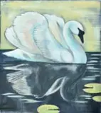 Heike Allerton-Davies, The Swan, ink and acrylic on canvas