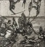 Johan Stegmann, Les Personnes du Ciel mettent fin a une Dynastie Zoulou, etching on paper