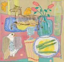 Kevin Collins, The Curious Visitor at a Quiet Lunch, oil on canvas