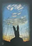 Liekie Fouché, A Quiet Moment, 2024, mixed media on block mounted board