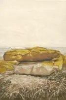 Kristen McClarty, Study of the Yellow Rocks in Summer, 2022, woodcut print on Abaca 12gsm paper