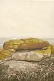 Kristen McClarty, Study of the Yellow Rocks in Summer, 2022, woodcut print on Abaca 12gsm paper