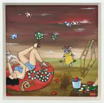 Miss Play by Martine Margoles, 2024, acrylic on canvas board, offered Oct 2024