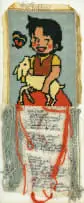 Nelia Andrag, My Bokkie, 2024, mixed media, oil, hand and machine emboidery, cotton and felt