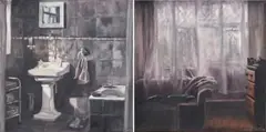 Nellien Brewer, Lockdown Interiors, diptych, 2021, oil on canvas