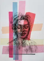 Nicky Liebenberg, Kaleidoscope, 2024, drypoint etching and chine-colle on paper