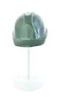 Zach Taljaard, Fragile Little Egos (Hard Hat), 2023, glazed porcelain with powder-coated stand