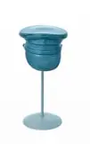 Zach Taljaard, Fragile Little Egos (Captain’s Hat), 2023, glazed porcelain with powder-coated stand